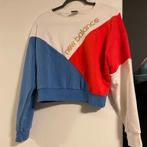 New Balance White and Red Sweatshirt with Gold Logo